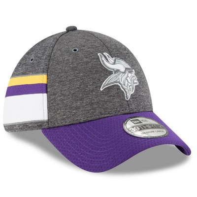 Men's Minnesota Vikings New Era Heather Gray/Purple 2018 NFL Sideline Home Graphite 39THIRTY Flex Hat 3058317